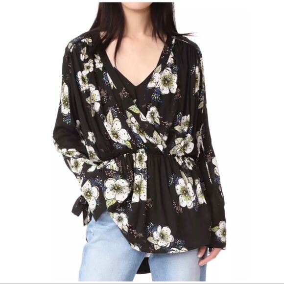 Free People Tuscan Dreams Black Floral Tunic Dress - Picture 2 of 14